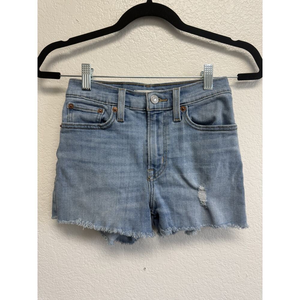 Levis Womens Cut Off High Rise Jean Shorts Size 24 Festival Denim Frayed Hem